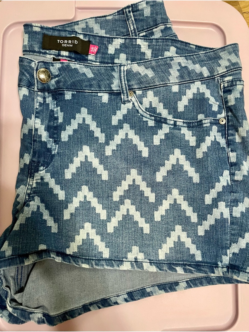 Torris Denim shorts in Blue & White Pattern